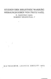 Dürers Melencolia 1. Eien quellen- und typengeschichtliche Untersuchung