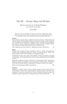 Groups, Rings and Modules