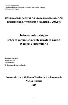 Informe antropológico sobre la continuada existencia de la nación Wampís y su territorio