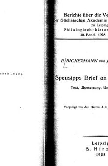 Speusipps Brief an Koenig Philipp