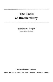 The Tools of Biochemistry