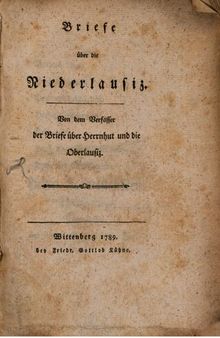 Briefe über die Niederlausiz [Niederlausitz]