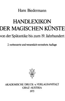 Handlexikon der magischen Künste von der Spätantike bis zum 19. Jahrhundert