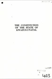 The Constitution of the State of KwaZulu/Natal