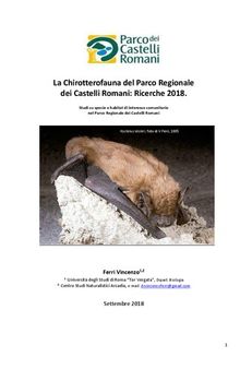 La Chirotterofauna del Parco Regionale dei Castelli Romani: Ricerche 2018