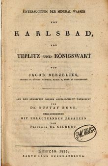 Untersuchung der Mineral-Wasser von Karlsbad, von Teplitz und Königswart