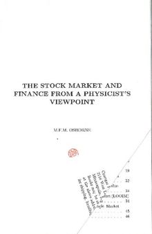The Stock Market and Finance from a Physicist's Viewpoint