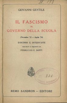 Il fascismo al governo della scuola (Novembre '22-aprile '24)