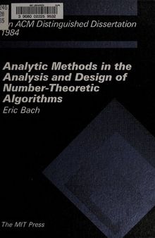Analytic Methods in the Analysis and Design of Number Theoretic Algorithms