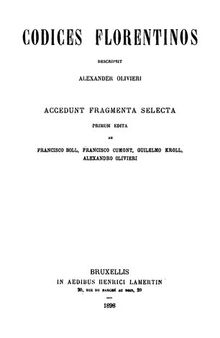 Catalogus Codicum Astrologorum Graecorum 1 : Codices Florentini