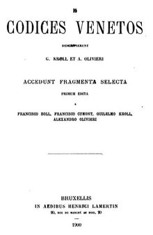 Catalogus Codicum Astrologorum Graecorum 2 : Codices Veneti