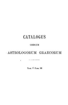 Catalogus Codicum Astrologorum Graecorum 5 : Codices Romani, Teil 3