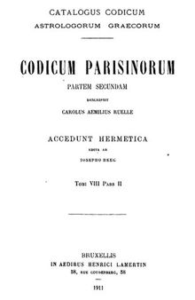 Catalogus Codicum Astrologorum Graecorum 8 : Codices Parisini, Teil 2