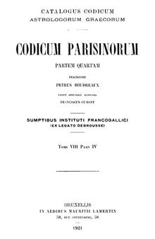 Catalogus Codicum Astrologorum Graecorum 8 : Codices Parisini, Teil 4
