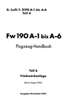 Fw 190 A-1 bis A-6.Flugzeug-Handbuch. Teiil 6 - Triebwerkanlage Часть: 6