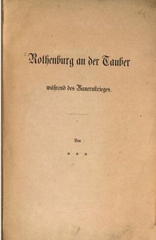 Rothenburg an der Tauber während des Bauernkrieges