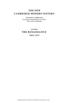 The New Cambridge Modern History: Volume 1, The Renaissance, 1493-1520: The Renaissance, 1493-1520 v. 1