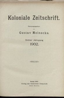 Koloniale Zeitschrift