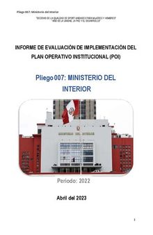 Informe de evaluación de implementación del Plan Operativo Institucional (POI) : Periodo: 2022