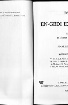 En-Gedi Excavations I: Final Report (1961-1965)