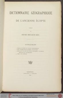 Dictionnaire géographique de l'ancienne Égypte