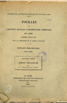 Fouilles de l'Institut français d'archéologie orientale du Caire, année 1921-1923