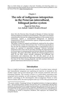 The role of indigenous interpreters in the Peruvian intercultural, bilingual justice system