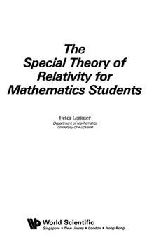 Special Theory of Relativity for Mathematics Students