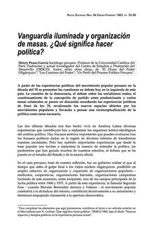 Vanguardia iluminada y organización de masas. ¿Qué significa hacer política? (Perú)