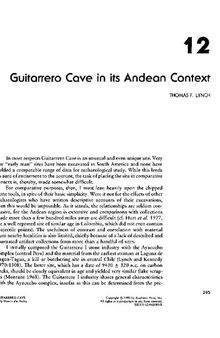Guitarrero Cave in its Andean Context