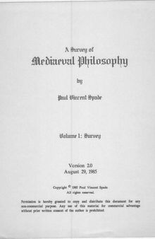 A Survey of Mediaeval Philosophy (Version 2.0)