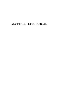 Matters Liturgical