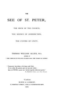 The See of St. Peter, the Rock of the Church, the Source of Jurisdiction, and the Centre of Unity