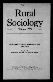   Rural Sociology Winter 1975 Volume 40