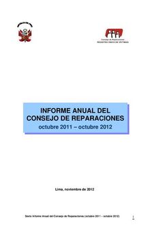 Informe anual del Consejo de Reparaciones octubre 2011-octubre 2012