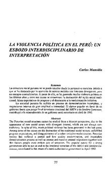 La violencia política en el Perú: un esbozo interdisciplinario de interpretación