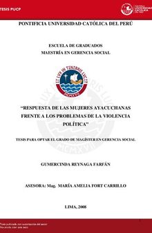 Respuesta de las mujeres ayacuchanas frente a los problemas de la violencia política