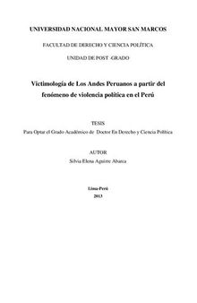 Victimología de Los Andes Peruanos a partir del fenómeno de violencia política en el Perú