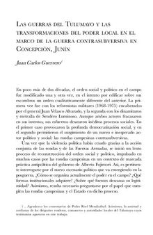 Las guerras de Tulumayo y las transformaciones del poder local en el marco de la guerra contrasubversiva en Concepción Junín