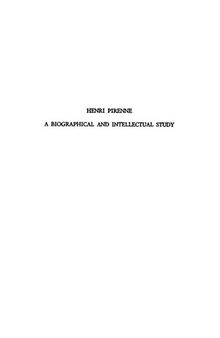 Henri Pirenne: A Biographical and Intellectual Study