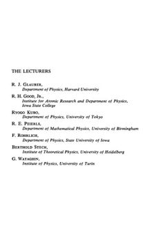 Lectures in Theoretical Physics (Volume I: Lectures delivered at the summer institute for theoretical physics, University of Colorado, Boulder, 1958)
