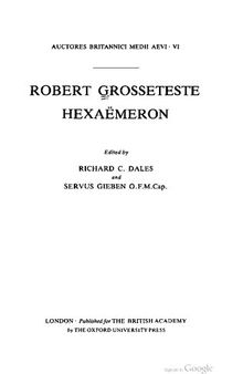 Robert Grosseteste: Hexaëmeron