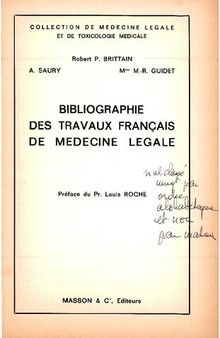 Bibliographie des travaux français de médecine légale