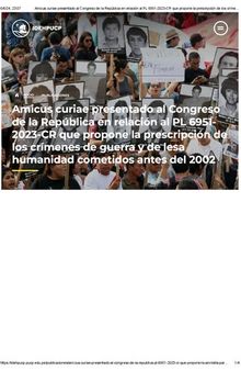 Amicus curiae presentado al Congreso de la República en relación al PL 6951-2023-CR que propone la prescripción de los crímenes de guerra y de lesa humanidad cometidos antes del 2002