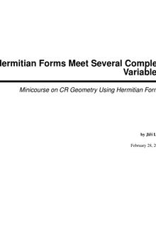 Hermitian Forms Meet Several Complex Variables: Minicourse on CR Geometry Using Hermitian Forms