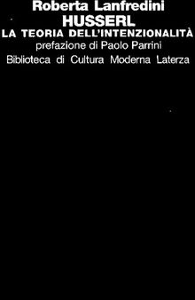 Husserl. La teoria dell'intenzionalità