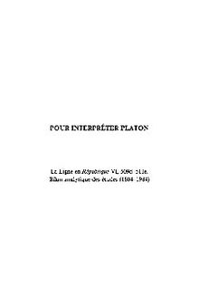Pour interpréter Platon: bilan analytique des études (1804-1984). La Ligne en République VI, 509d-511e.