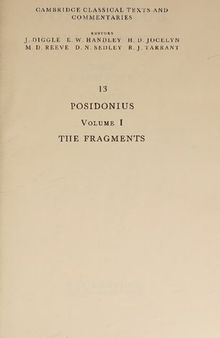 Posidonius. Volume 1: The fragments