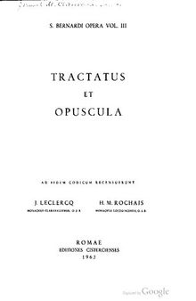 S. Bernardi opera 3: Tractatus et opuscula