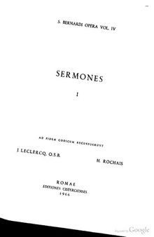 S. Bernardi opera 4: Sermones